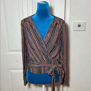 Anthropologie Maeve Striped Wrap Tie Top Women’s 2 Small
